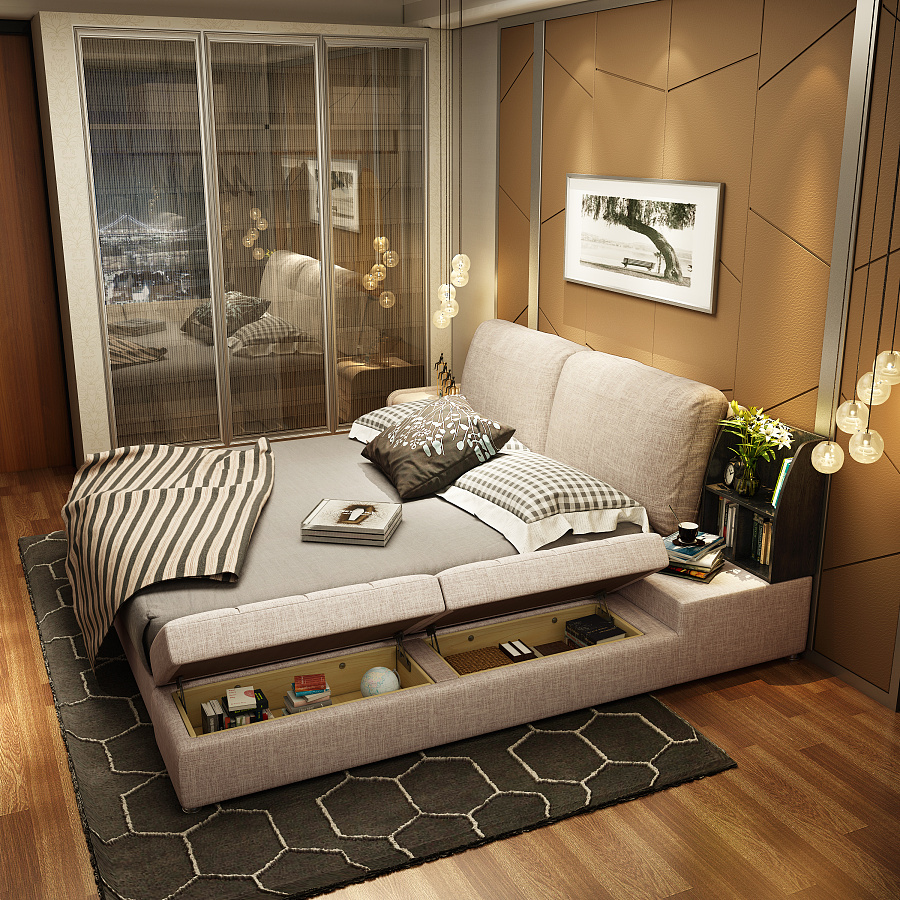 榻榻米布艺床 简约舒适与空间美学的现代融合